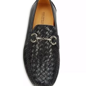 Like new Saks Fifth Avenue Black Woven Leather Driving Loafers